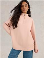 Pure Cotton Funnel Neck Half Zip Sweat-shirt