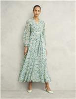 Floral V-Neck Midi Waisted Dress