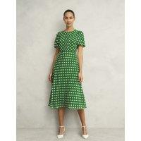 Polka Dot Puff Sleeve Midi Skater Dress