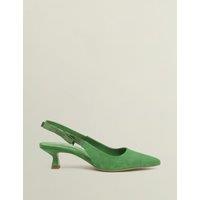 Suede Kitten Heel Pointed Slingback Shoes