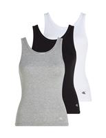 Calvin Klein 3pk Essentials Pure Cotton Rib Lounge Vests Grey Mix
