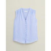 V-Neck Button Through Sleeveless Blouse