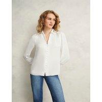 Collared Button Detail Blouson Sleeve Blouse