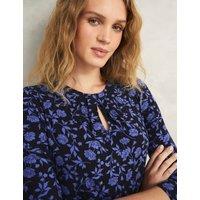 Jersey Floral Cut Out Keyhole Top