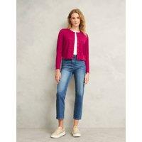 Textured Crew Neck Button Front Cardigan