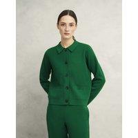 Merino Wool Blend Collared Knitted Jacket