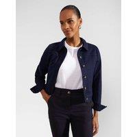 HOBBS Cotton Rich Denim Cropped Jacket Navy