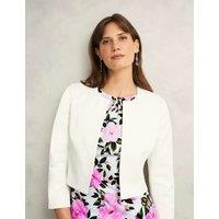 HOBBS Collarless Cropped Jacket Ivory