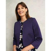 HOBBS Collarless Cropped Jacket Navy