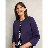 HOBBS Collarless Cropped Jacket Navy