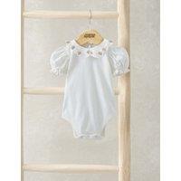Pure Cotton Embroidered Frill Bodysuit (0 Mths-3 Yrs)