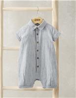 Mamas & Papas Cotton Blend Striped Romper (0-18 Mths) Blue