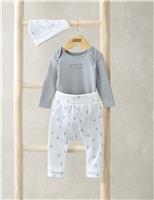 Mamas & Papas 3pc Pure Cotton Balloon Outfit (0-6 Mths) Blue