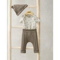 3pc Pure Cotton Patterned Outfit (0-12 Mths)
