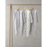 3pk Pure Cotton Trellis Print Sleepsuits (0-24 Mths)