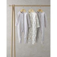 3pk Pure Cotton Trellis Print Sleepsuits (0-24 Mths)
