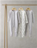 3 Pack Pure Cotton Trellis Print Sleepsuits (0-24 Mths)