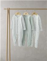 3 Pack Pure Cotton Whale Sleepsuits (0-24 Mths)