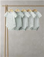 5pk Pure Cotton Whale & Striped Bodysuits (0-24 Mths)