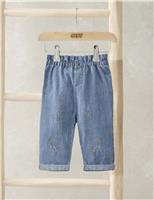 Denim Lavender Embroidered Jeans (0 Mths-3 Yrs)