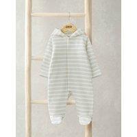 Cotton Rich Hooded Double Stripe Pramsuit (0-12 Mths)