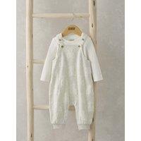 Mamas & Papas 2pc Pure Cotton Teddy Top & Bottom Outfit (0-12 Mths) Beige Mix