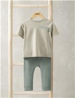 Mamas & Papas 2pc Pure Cotton T-Shirt & Leggings Outfit (0-3 Yrs) Multi