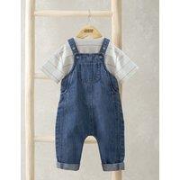 2pc Cotton Rich T-Shirt & Dungarees Outfit (0-3 Yrs)