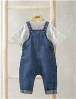 2pc Cotton Rich T-Shirt & Dungarees Outfit (0-3 Yrs)