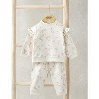 2pc Pure Cotton Floral Top & Bottom Outfit (0-12 Mths)