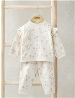 Mamas & Papas 2pc Pure Cotton Floral Top & Bottom Outfit (0-12 Mths) Multi