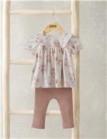 2pc Cotton Rich Floral Top & Bottom Outfit (0-12 Mths)