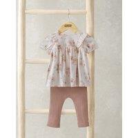 2pc Cotton Rich Floral Top & Bottom Outfit (0-12 Mths)