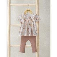 2pc Cotton Rich Floral Top & Bottom Outfit (0-12 Mths)