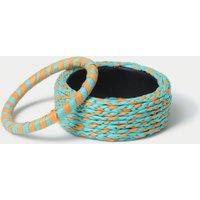 2 Pack Orange and Blue Wooden Bangle Set