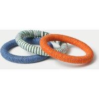 3 Pack Orange and Blue Strip Wooden Bangle Set