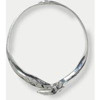 Rhodium Beaten Leaf Torc Necklace