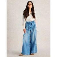 Lyocell Blend Mid Rise Wide Leg Jeans