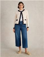 Pure Cotton Crew Neck Button Front Cardigan