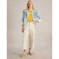 Pure Cotton Embroidered Striped Cardigan