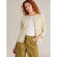 White Stuff Pure Cotton Space Dyed Cardigan Natural Mix