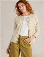 White Stuff Pure Cotton Space Dyed Cardigan Natural Mix
