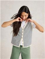 White Stuff Cotton Rich Striped cami top with Linen Navy Mix