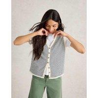 White Stuff Cotton Rich Striped cami top with Linen Navy Mix