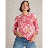 Pure Cotton Floral Crew Neck Jumper