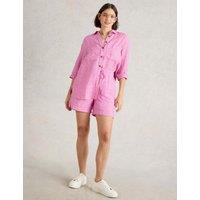 Pure Linen Striped Shorts