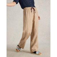 Pure Linen Striped Wide Leg Trousers