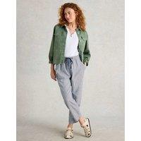 Linen Rich Striped Relaxed Trousers