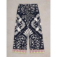 Printed Belted Wide Leg Trousers