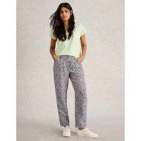 Pure Linen Printed Tapered Trousers